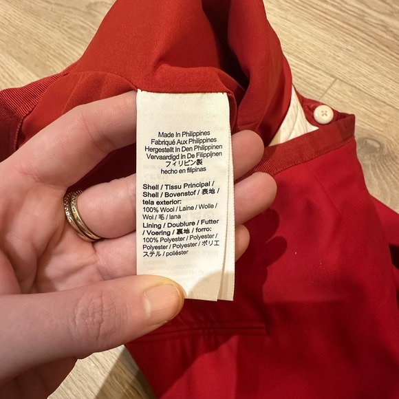 J.Crew 100% Wool Tollegno 1900 Red Pants Womens Sz 2 Wide Leg Italy Business - Picture 4 of 6